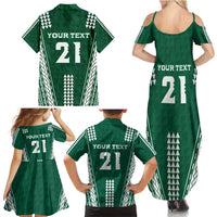 Polynesian Hawaii Volleyball Custom Family Matching Summer Maxi Dress and Hawaiian Shirt Green Kakau with Map Motif LT9 - Polynesian Pride