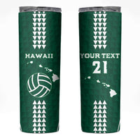 Polynesian Hawaii Volleyball Custom Skinny Tumbler Green Kakau with Map Motif LT9 Green - Polynesian Pride