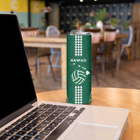 Polynesian Hawaii Volleyball Custom Skinny Tumbler Green Kakau with Map Motif LT9 - Polynesian Pride