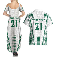Polynesian Hawaii Volleyball Custom Couples Matching Summer Maxi Dress and Hawaiian Shirt White Kakau with Map Motif LT9 - Polynesian Pride