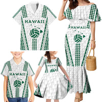 Polynesian Hawaii Volleyball Custom Family Matching Mermaid Dress and Hawaiian Shirt White Kakau with Map Motif LT9 - Polynesian Pride