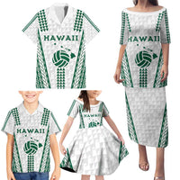 Polynesian Hawaii Volleyball Custom Family Matching Puletasi and Hawaiian Shirt White Kakau with Map Motif LT9 - Polynesian Pride