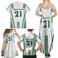 Polynesian Hawaii Volleyball Custom Family Matching Summer Maxi Dress and Hawaiian Shirt White Kakau with Map Motif LT9 - Polynesian Pride