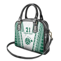 Polynesian Hawaii Volleyball Custom Shoulder Handbag White Kakau with Map Motif