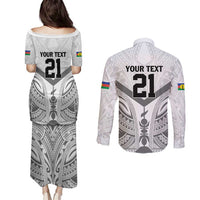 New Caledonia Football Custom Couples Matching Puletasi and Long Sleeve Button Shirt Go Champions Les Cagous LT9 - Polynesian Pride