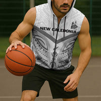 New Caledonia Football Custom Sleeveless Zip Hoodie Go Champions Les Cagous LT9 - Polynesian Pride