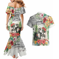 Skeleton Love for Valentines Day Couples Matching Mermaid Dress and Hawaiian Shirt Polynesian Tribal Love Forever LT9 - Polynesian Pride