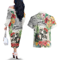Skeleton Love for Valentines Day Couples Matching Off The Shoulder Long Sleeve Dress and Hawaiian Shirt Polynesian Tribal Love Forever LT9 - Polynesian Pride