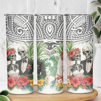 Skeleton Love for Valentines Day Skinny Tumbler Polynesian Tribal Love Forever LT9 - Polynesian Pride