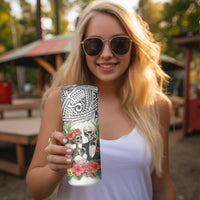 Skeleton Love for Valentines Day Skinny Tumbler Polynesian Tribal Love Forever LT9 - Polynesian Pride