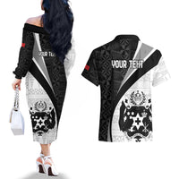 Personalised Tonga Emancipation Day Couples Matching Off The Shoulder Long Sleeve Dress and Hawaiian Shirt Since 1970 Ngatu Tribal Pattern LT9 - Polynesian Pride