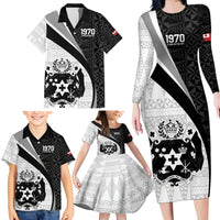 Personalised Tonga Emancipation Day Family Matching Long Sleeve Bodycon Dress and Hawaiian Shirt Since 1970 Ngatu Tribal Pattern LT9 - Polynesian Pride