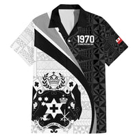 Personalised Tonga Emancipation Day Family Matching Mermaid Dress and Hawaiian Shirt Since 1970 Ngatu Tribal Pattern LT9 Dad's Shirt - Short Sleeve Black - Polynesian Pride