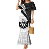 Personalised Tonga Emancipation Day Family Matching Mermaid Dress and Hawaiian Shirt Since 1970 Ngatu Tribal Pattern LT9 Mom's Dress Black - Polynesian Pride