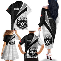 Personalised Tonga Emancipation Day Family Matching Off The Shoulder Long Sleeve Dress and Hawaiian Shirt Since 1970 Ngatu Tribal Pattern LT9 - Polynesian Pride