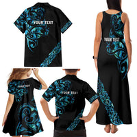 All Black Maori Tribal Tattoo Personalised Family Matching Tank Maxi Dress and Hawaiian Shirt Polynesian Style LT9 - Polynesian Pride