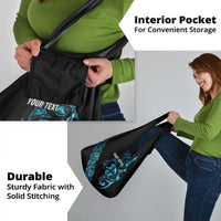 All Black Maori Tribal Tattoo Personalised Grocery Bag Polynesian Style