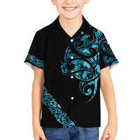 All Black Maori Tribal Tattoo Personalised Kid Hawaiian Shirt Polynesian Style