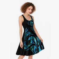 All Black Maori Tribal Tattoo Personalised Midi Dress Polynesian Style - Polynesian Pride