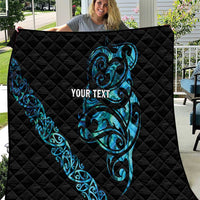 All Black Maori Tribal Tattoo Personalised Quilt Polynesian Style