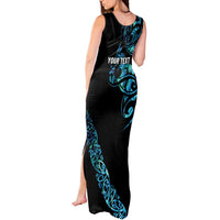 All Black Maori Tribal Tattoo Personalised Tank Maxi Dress Polynesian Style