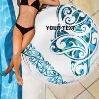 All White Maori Tribal Tattoo Personalised Beach Blanket Polynesian Style