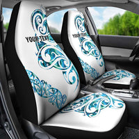 All White Maori Tribal Tattoo Personalised Car Seat Cover Polynesian Style