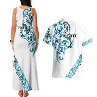 All White Maori Tribal Tattoo Personalised Couples Matching Tank Maxi Dress and Hawaiian Shirt Polynesian Style LT9 - Polynesian Pride