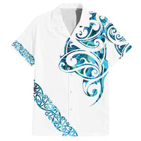 All White Maori Tribal Tattoo Personalised Family Matching Long Sleeve Bodycon Dress and Hawaiian Shirt Polynesian Style LT9 Dad's Shirt - Short Sleeve White - Polynesian Pride