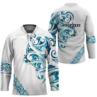 All White Maori Tribal Tattoo Personalised Hockey Jersey Polynesian Style - Polynesian Pride