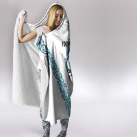 All White Maori Tribal Tattoo Personalised Hooded Blanket Polynesian Style