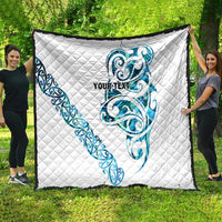 All White Maori Tribal Tattoo Personalised Quilt Polynesian Style
