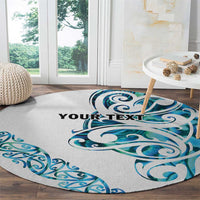 All White Maori Tribal Tattoo Personalised Round Carpet Polynesian Style