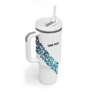 All White Maori Tribal Tattoo Personalised Tumbler With Handle Polynesian Style