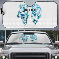 Queensland Maori Kiwi Personalised Auto Sun Shade Ma Kakariki Papua Shell Maori Tribal Tattoo LT9 White - Polynesian Pride