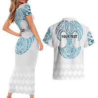 Queensland Maori Kiwi Personalised Couples Matching Short Sleeve Bodycon Dress and Hawaiian Shirt Ma Kakariki Papua Shell Maori Tribal Tattoo LT9 - Polynesian Pride