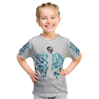 Queensland Maori Kiwi Personalised Kid T Shirt Ma Kakariki Papua Shell Maori Tribal Tattoo LT9 White - Polynesian Pride