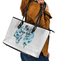 Queensland Maori Kiwi Personalised Leather Tote Bag Ma Kakariki Papua Shell Maori Tribal Tattoo