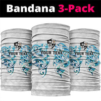 Queensland Maori Kiwi Personalised Neck Gaiter Ma Kakariki Papua Shell Maori Tribal Tattoo LT9 package One Size: 25*50cm White - Polynesian Pride
