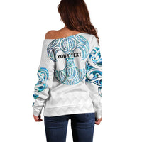 Queensland Maori Kiwi Personalised Off Shoulder Sweater Ma Kakariki Papua Shell Maori Tribal Tattoo LT9 - Polynesian Pride