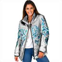Queensland Maori Kiwi Personalised Padded Jacket Ma Kakariki Papua Shell Maori Tribal Tattoo LT9 Women White - Polynesian Pride