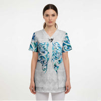 Queensland Maori Kiwi Personalised Scrub Top Ma Kakariki Papua Shell Maori Tribal Tattoo LT9 - Polynesian Pride