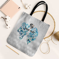 Queensland Maori Kiwi Personalised Tote Bag Ma Kakariki Papua Shell Maori Tribal Tattoo LT9 Black Strap One Size White - Polynesian Pride