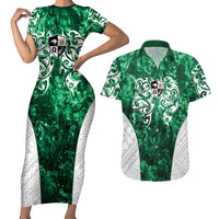 Queensland Maori Kiwi Personalised Couples Matching Short Sleeve Bodycon Dress and Hawaiian Shirt Kikirangi Papua Shell Maori Tribal Tattoo LT9 Green - Polynesian Pride
