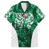 Queensland Maori Kiwi Personalised Family Matching Long Sleeve Bodycon Dress and Hawaiian Shirt Kikirangi Papua Shell Maori Tribal Tattoo LT9 Dad's Shirt - Short Sleeve Green - Polynesian Pride