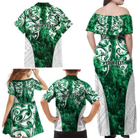 Queensland Maori Kiwi Personalised Family Matching Off Shoulder Maxi Dress and Hawaiian Shirt Kikirangi Papua Shell Maori Tribal Tattoo LT9 - Polynesian Pride