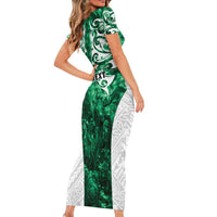 Queensland Maori Kiwi Personalised Family Matching Short Sleeve Bodycon Dress and Hawaiian Shirt Kikirangi Papua Shell Maori Tribal Tattoo LT9 - Polynesian Pride