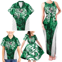 Queensland Maori Kiwi Personalised Family Matching Tank Maxi Dress and Hawaiian Shirt Kikirangi Papua Shell Maori Tribal Tattoo LT9 - Polynesian Pride