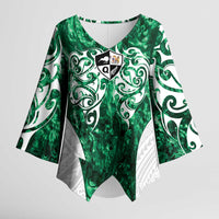 Queensland Maori Kiwi Personalised Kimono Sleeve Blouse Kikirangi Papua Shell Maori Tribal Tattoo LT9 Female Green - Polynesian Pride