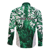 Queensland Maori Kiwi Personalised Long Sleeve Button Shirt Kikirangi Papua Shell Maori Tribal Tattoo LT9 - Polynesian Pride
